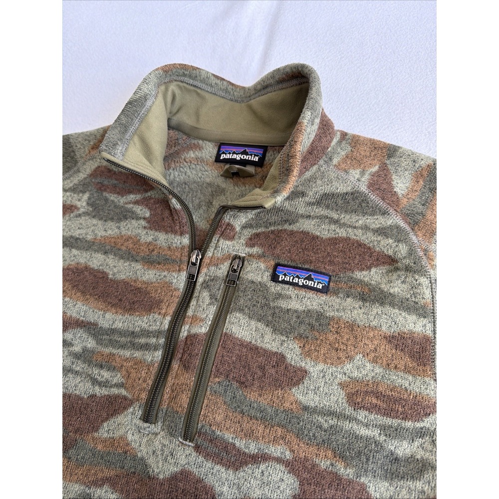 Patagonia Jacket Better Sweater 1/4 Zip Camo Green Mens Medium 25523